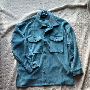 Blue textured button down